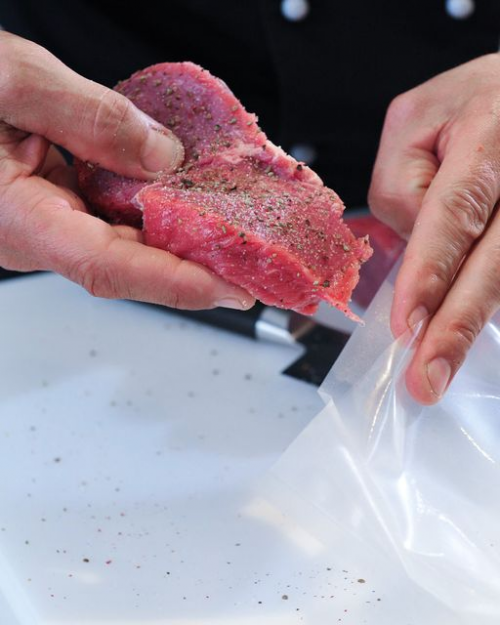 Custom size heat sealed PA PE chamber vacuum pouch clear plastic bag frozen food vacuum packaging bag for fresh meat